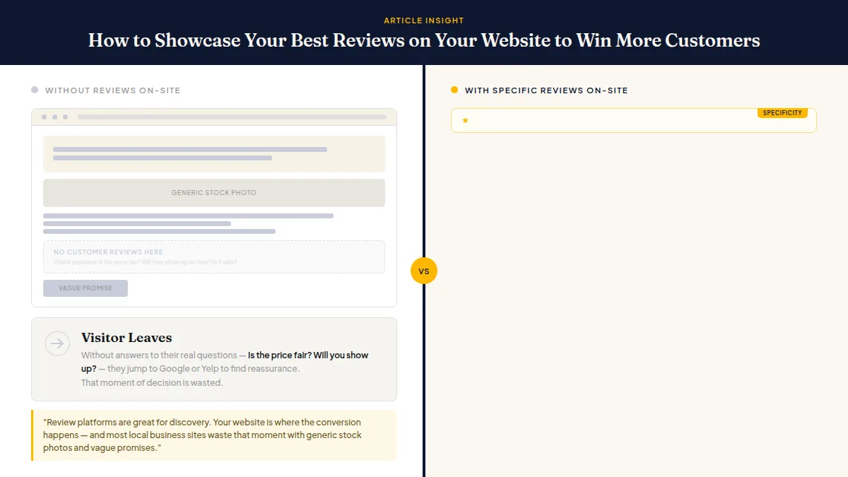 Funnel diagram showing reviews on a website leading directly to a booking button click